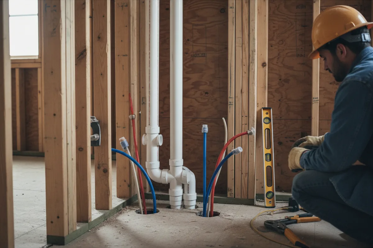 Drain and supply rough-in during Drain Cleaning in Owenton